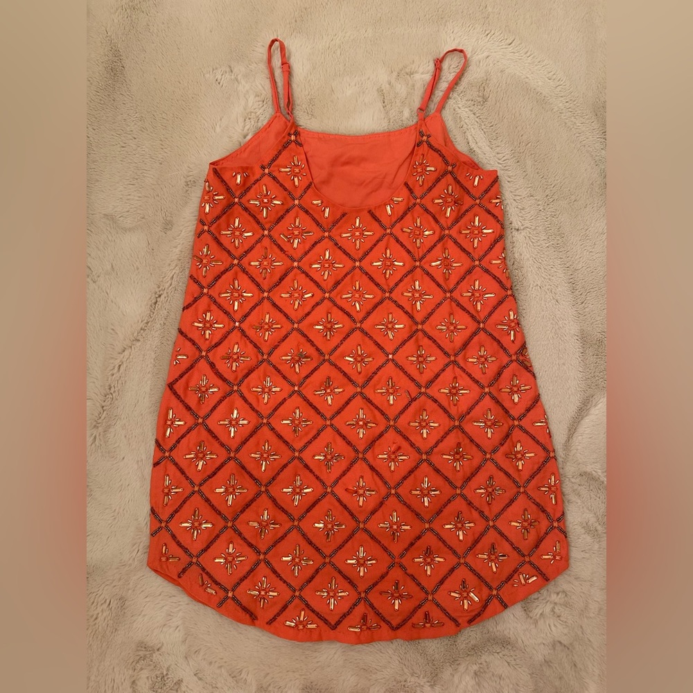 NBD Revolve Hypnotize Me Micro Mini Coral Beaded Dress NWOT Size Small - Picture 2 of 13